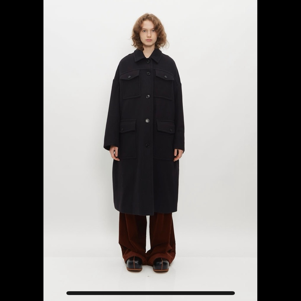 Dries Van Noten Classic Navy Wool Coat - Reversible w Quilted Lining - Picture 5 of 13